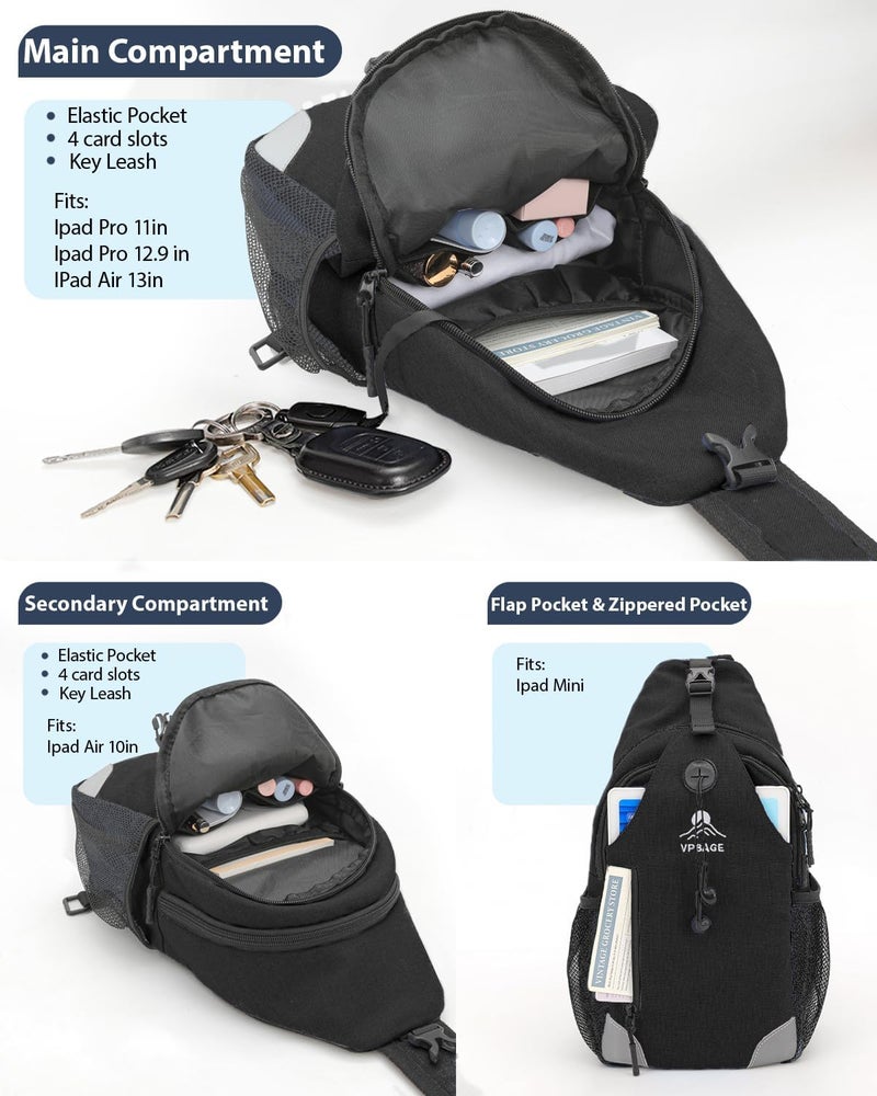 VPBAGE Store Structured Sling Backpack with Oversized Strap Pocket (Fits Power Bank) - Heavy Duty Water Resistant Crossbody Bag for Tech & Travel - Thick Padded Bottom Anti-Theft Daypack (Fits Tablet/Console) - Image 5